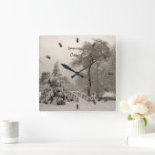 Horloge Carrée Winter Clock Custom (Maison)