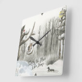 Horloge Carrée Winter Landscape's No Place Like (Angle)