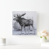 Horloge Carrée Winter Moose (Maison)