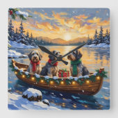 Horloge Carrée Wirehaired Pointing Griffon Christmas Boat Holiday (Recto)