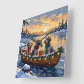 Horloge Carrée Wirehaired Pointing Griffon Christmas Boat Holiday (Angle)