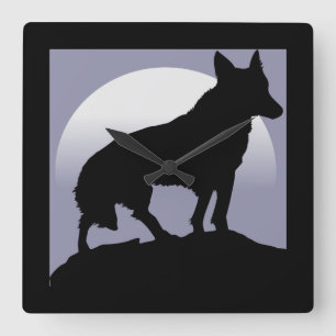 HORLOGE CARRÉE WOLF SILHOUETTE