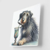 Horloge Carrée Wolfhound irlandais avec soda (Angle)