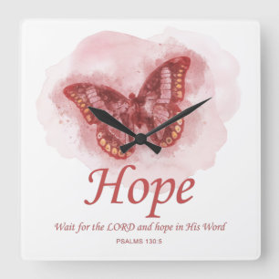 Horloge Carrée Women’s Christian Butterfly Bible Verse: Hope