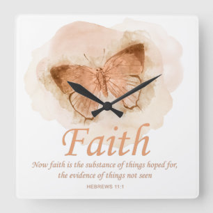 Horloge Carrée Women's Christian Bible Verse Butterfly : Faith