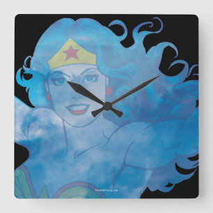 Horloge Carrée Wonder Woman Ciel bleu Silhouette