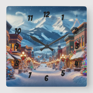 Horloge Carrée Wonderland d'hiver en Crested Butte, Colorado