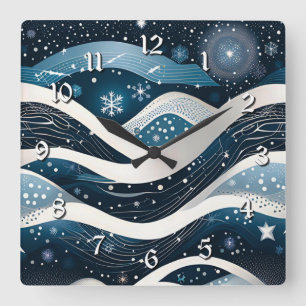 Horloge Carrée Wonderland hivernal Abstrait