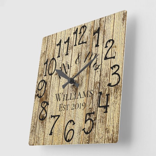 Horloge Carrée Wood Custom (Angle)