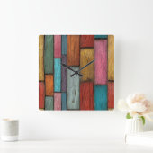 Horloge Carrée Wood Planks Wall Clock (Maison)