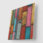 Horloge Carrée Wood Planks Wall Clock (Angle)