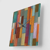 Horloge Carrée Wood Planks Wall Clock (Angle)