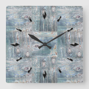 Horloge Carrée Wooden textured patches elements design natural wo