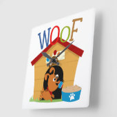 Horloge Carrée Woof Dog (Angle)