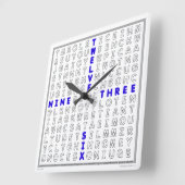 Horloge Carrée Word Search Clock with downloadable puzzle (blue) (Angle)