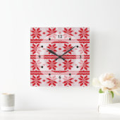 Horloge Carrée Xmas knitting seamless (Maison)