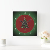 Horloge Carrée XmasTree Red /Green> Xmas Clock (Maison)