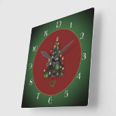 Horloge Carrée XmasTree Red /Green> Xmas Clock (Angle)