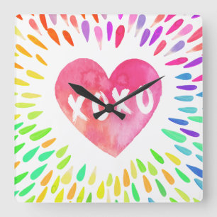 Horloge Carrée Xo Heart
