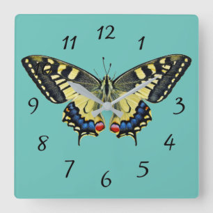 Horloge Carrée Yellow and black butterfly
