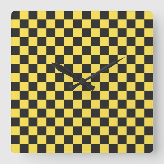 Horloge Carrée Yellow and black checkerboard pattern (Recto)