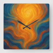 Horloge Carrée yellow and blue swirl sun Energy abstract (Recto)