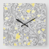 Yellow and Gray Swirly Floral