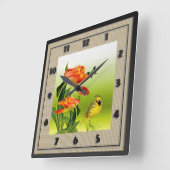 Horloge Carrée Yellow canarie (Angle)