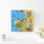 Horloge Carrée Yellow Daffodil Watercolour Womans Office Clock (Maison)