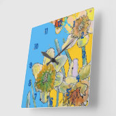 Horloge Carrée Yellow Daffodil Watercolour Womans Office Clock (Angle)