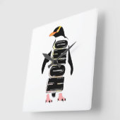 Horloge Carrée Yellow eyed penguin New Zealand bird (Angle)