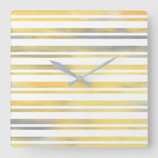 Horloge Carrée Yellow Gray and White Stripes (Recto)