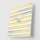 Horloge Carrée Yellow Gray and White Stripes (Angle)