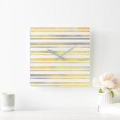 Horloge Carrée Yellow Gray and White Stripes (Maison)