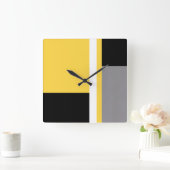 Horloge Carrée Yellow Gray Black and White (Maison)