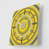 Horloge Carrée Yellow & Gray Nested Circles Pattern Square Clock (Angle)