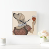 Horloge Carrée Yellow Labrador Wine Snob (Maison)