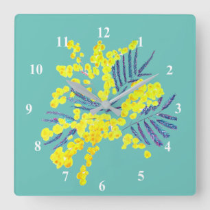 Horloge Carrée Yellow Wattle Mimosa