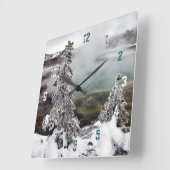 Horloge Carrée Yellowstone neigeux (Angle)