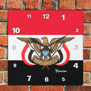 Horloge Carrée Yémen Horloge, patrie, drapeau yéménite