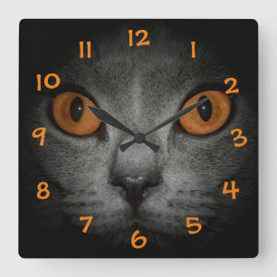 Horloge Carrée Yeux de chat