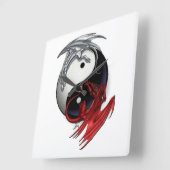 Horloge Carrée Yin Yang Clock : Fire and Ice Dragons (Angle)