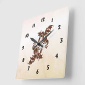 Horloge Carrée Yin Yang Dragons (Angle)