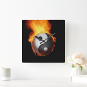 Horloge Carrée Yin Yang on Fire Wall Clock (Maison)