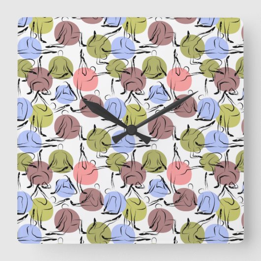 Horloge Carrée Yoga pose motif | Yoga sans couture motif 25 (Recto)