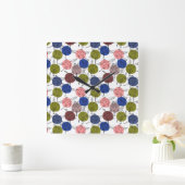 Horloge Carrée Yoga pose motif | Yoga sans couture motif 34 (Maison)