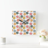 Horloge Carrée Yoga pose motif | Yoga sans couture motif 37 (Maison)