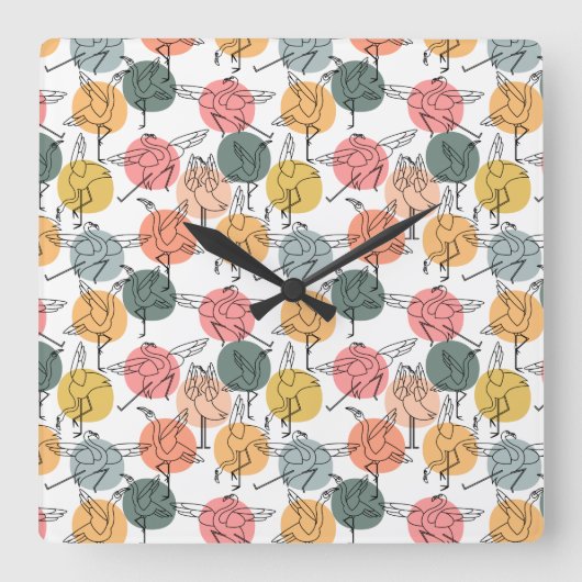 Horloge Carrée Yoga pose motif | Yoga sans couture motif 37 (Recto)