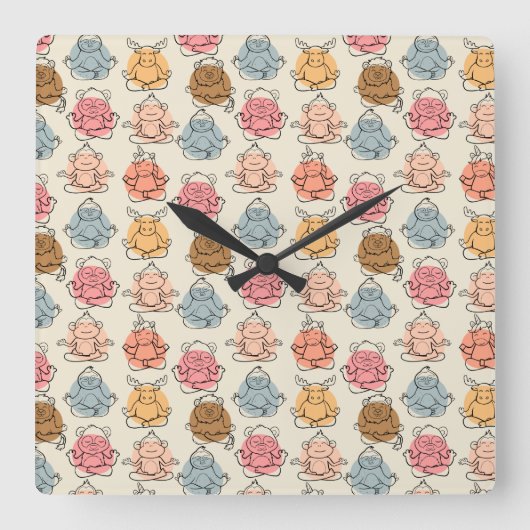 Horloge Carrée Yoga pose motif | Yoga sans couture motif 42 (Recto)