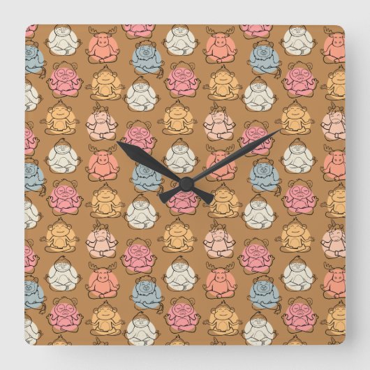 Horloge Carrée Yoga pose motif | Yoga sans couture motif 43 (Recto)